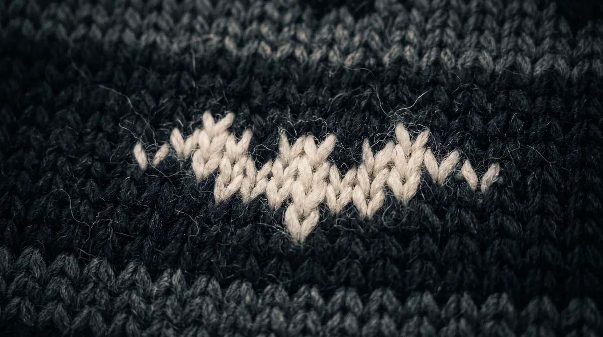 Bat Colony, macro of the knitted jacquard stitches