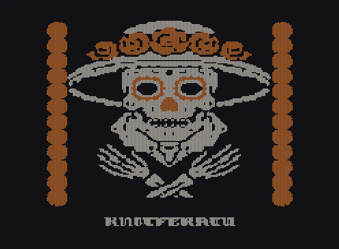 La Catrina, macro of the knitted jacquard stitches