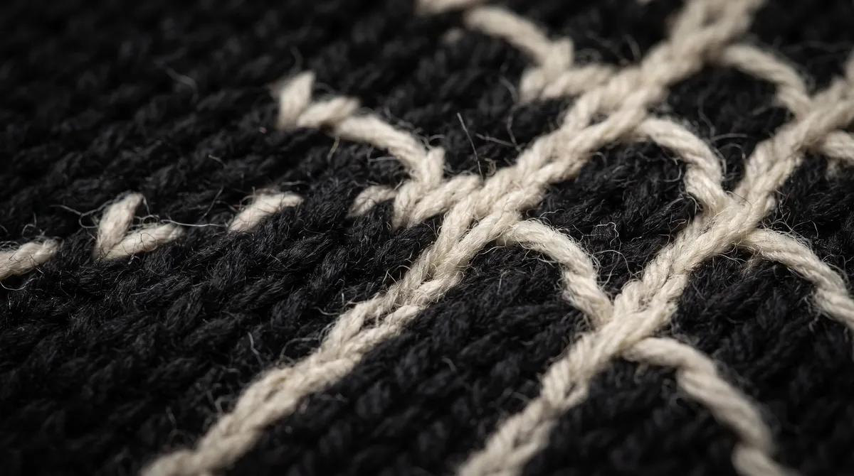 Cobweb Cardigan, macro of the knitted jacquard stitches
