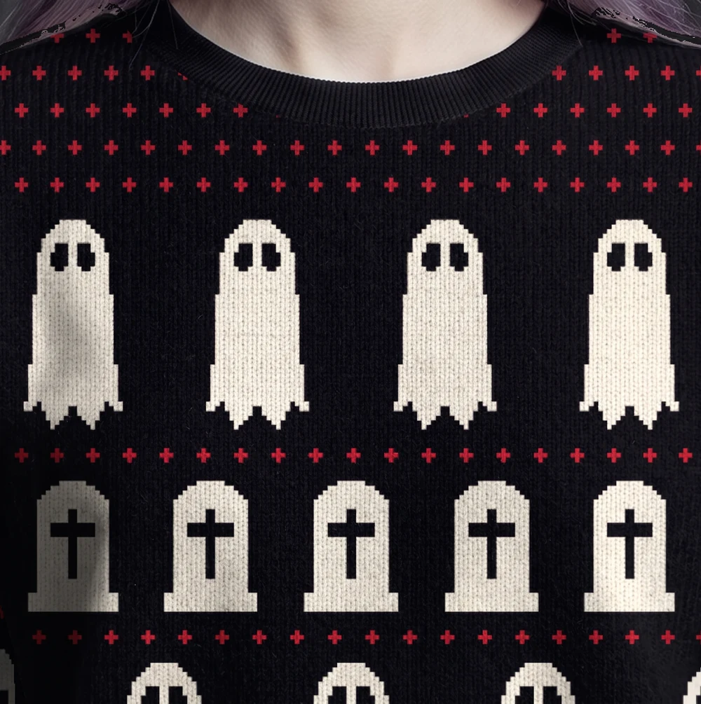 Ghost Procession — close-up of the knitted jacquard motif