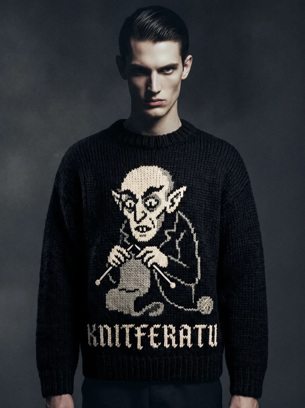Knitferatu Kvlt worn, from the Knitferatu campaign
