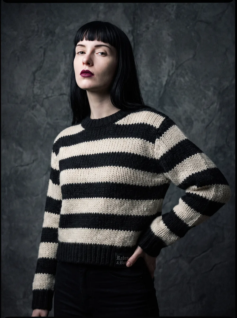 Mourning Stripes worn, from the Knitferatu campaign