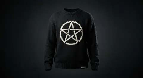 Pentacle Classic — One clean pentacle, center chest. Occult minimalism.