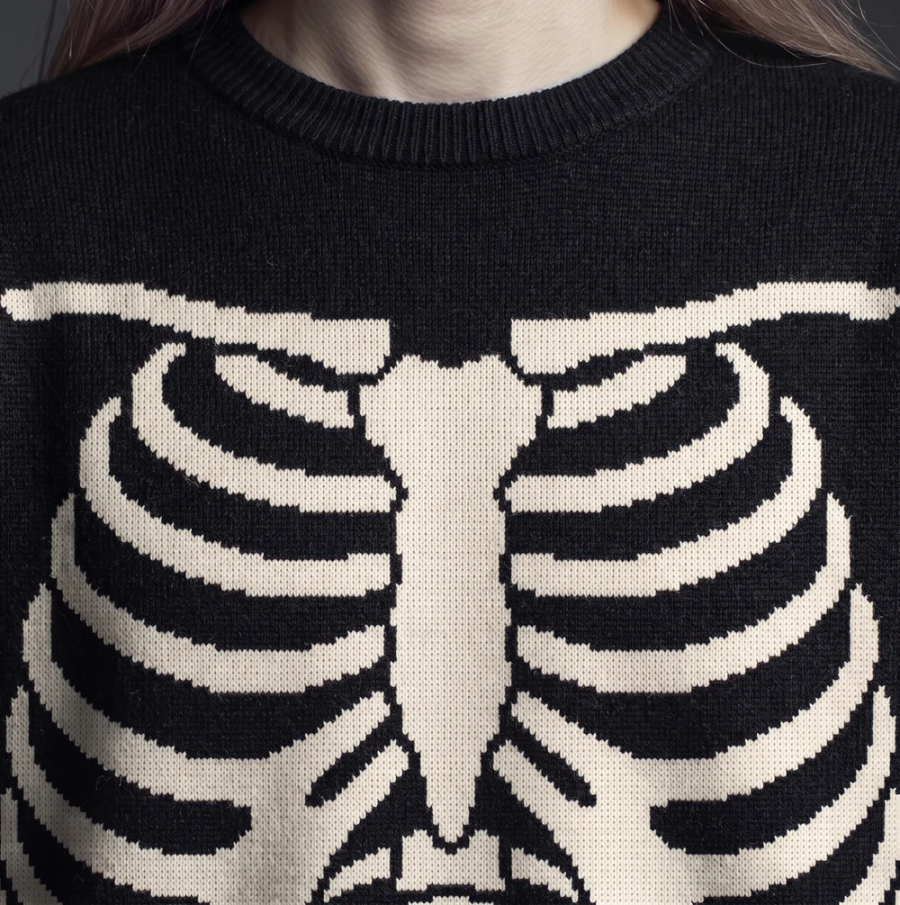 The Ribcage — close-up of the knitted jacquard motif