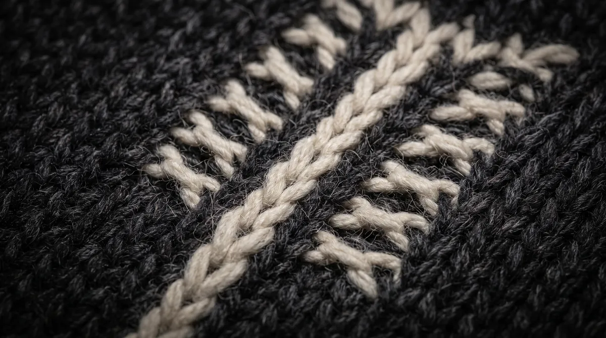 The Ribcage, macro of the knitted jacquard stitches
