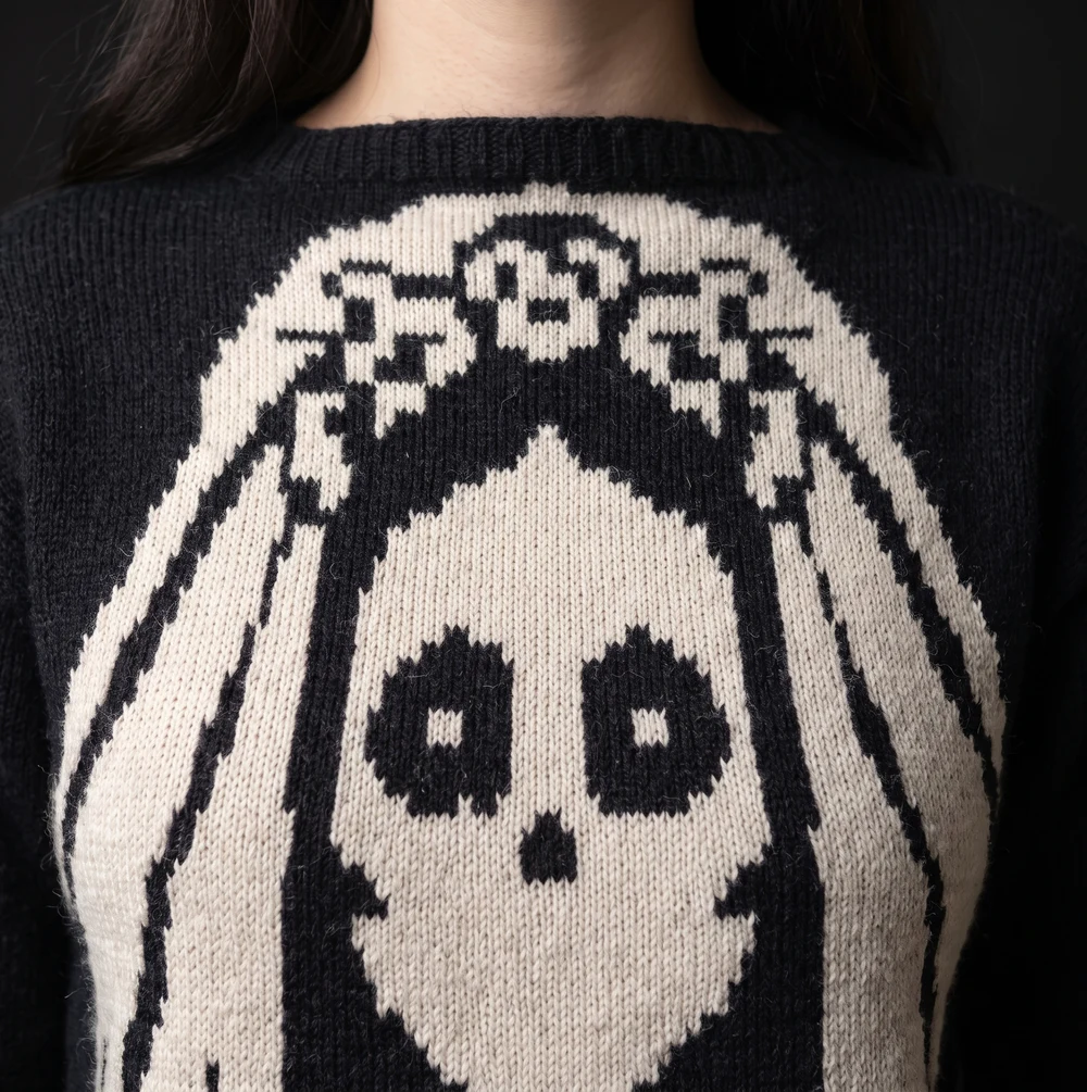 La Sposa — close-up of the knitted jacquard motif