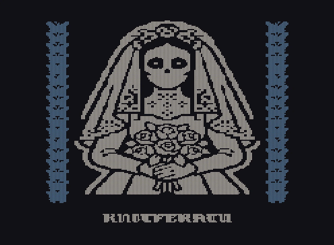 Sposa Cadavere, macro of the knitted jacquard stitches