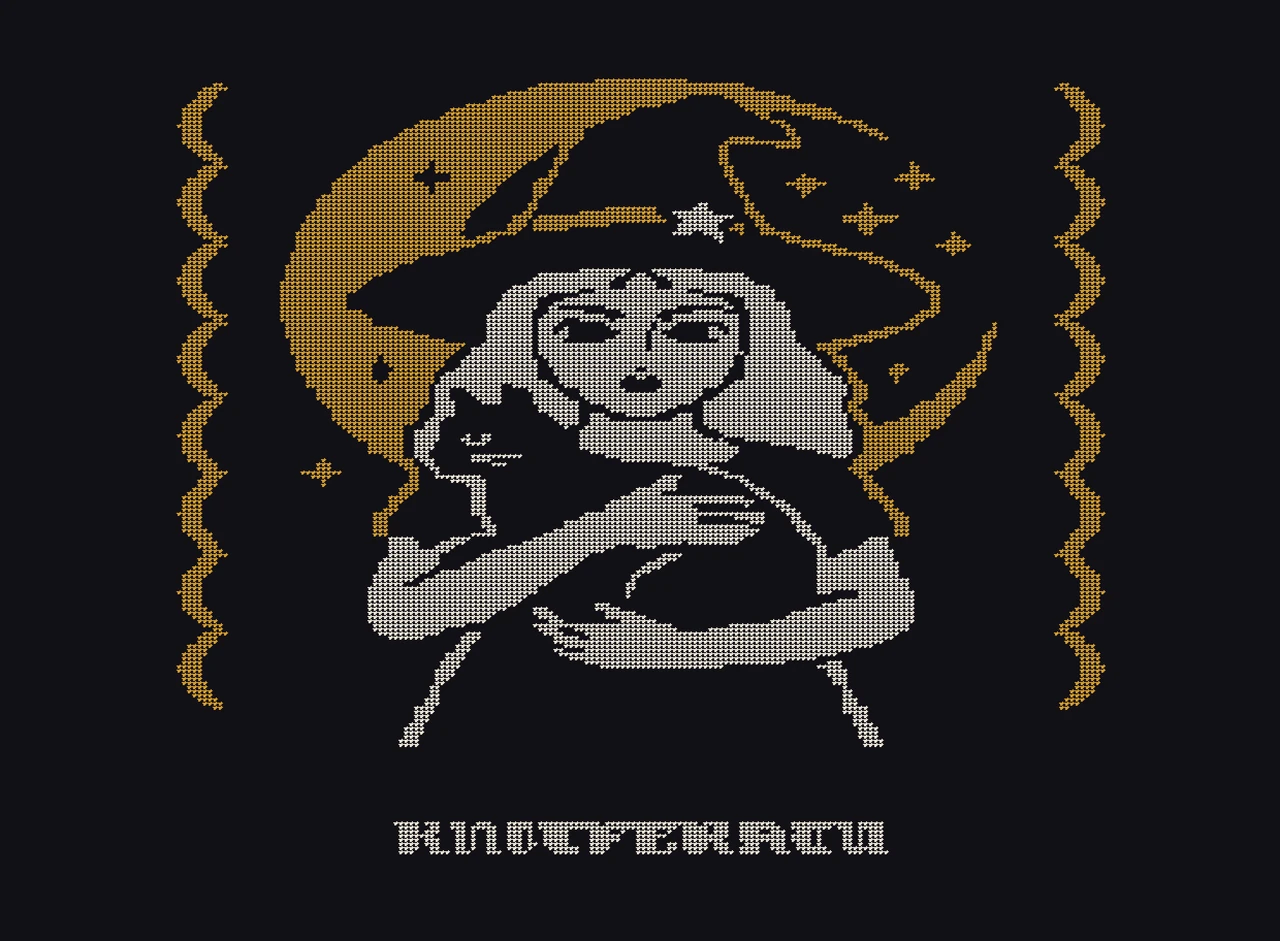 La Strega, macro of the knitted jacquard stitches