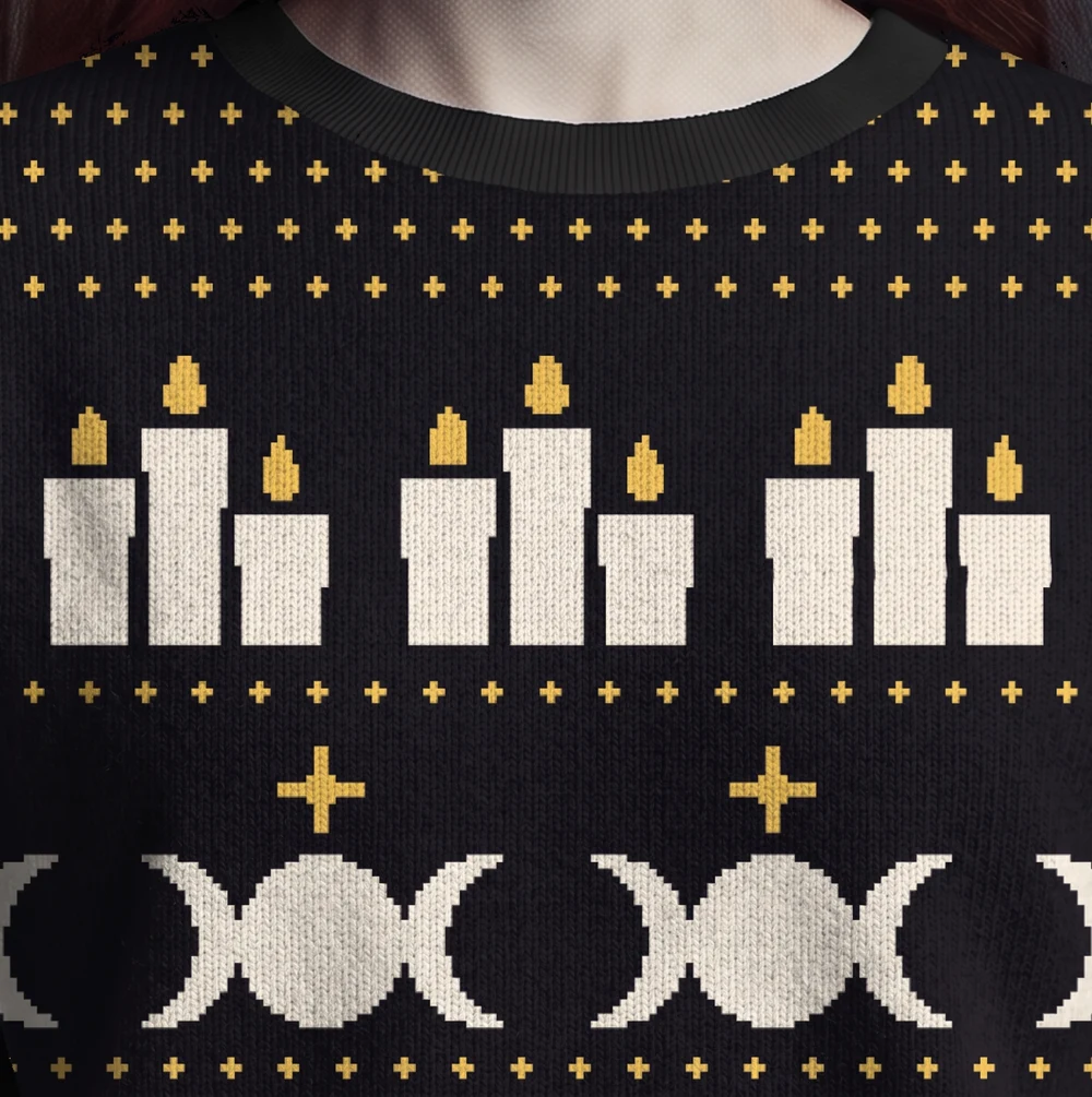 Witchy Solstice — close-up of the knitted jacquard motif